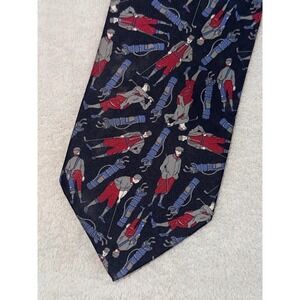 Italianissimo Mens‎ Golf Theme Necktie Navy Blue Red Vintage Style Novelty Tie